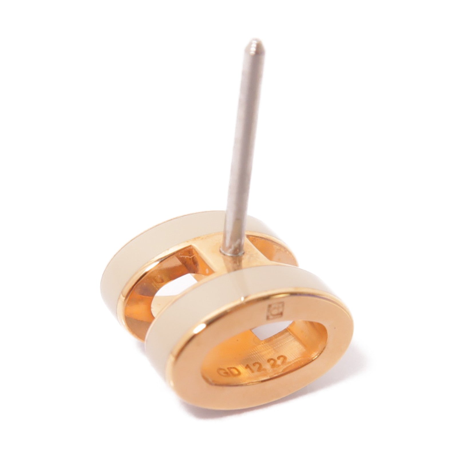 HERMES 金屬Mini Pop H Earrings耳環Marron Glace米色/金色