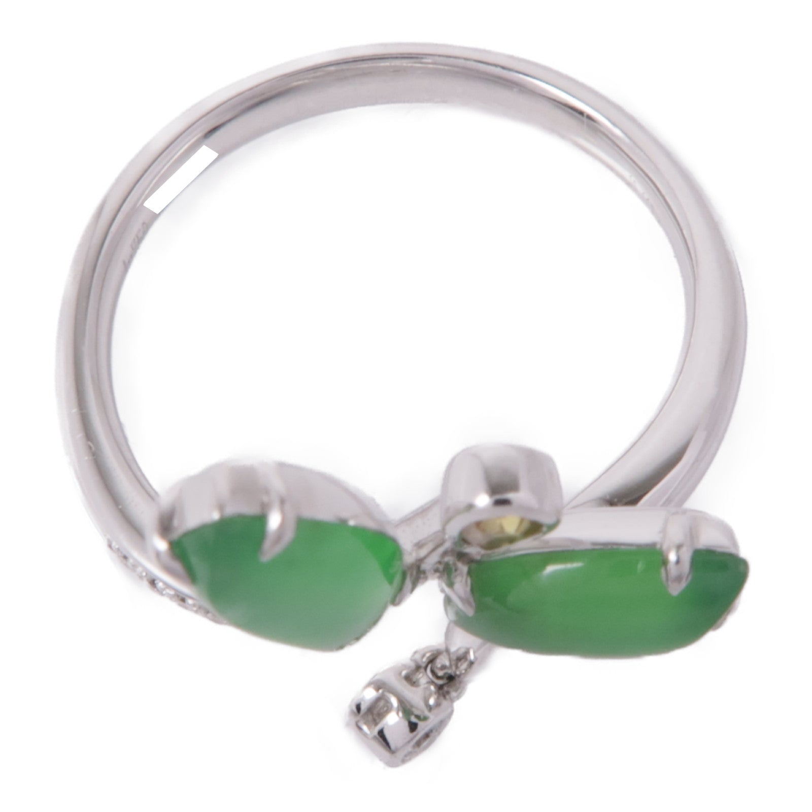 JEWELRY Jade Diamond Ring 18K White Gold US#6.75