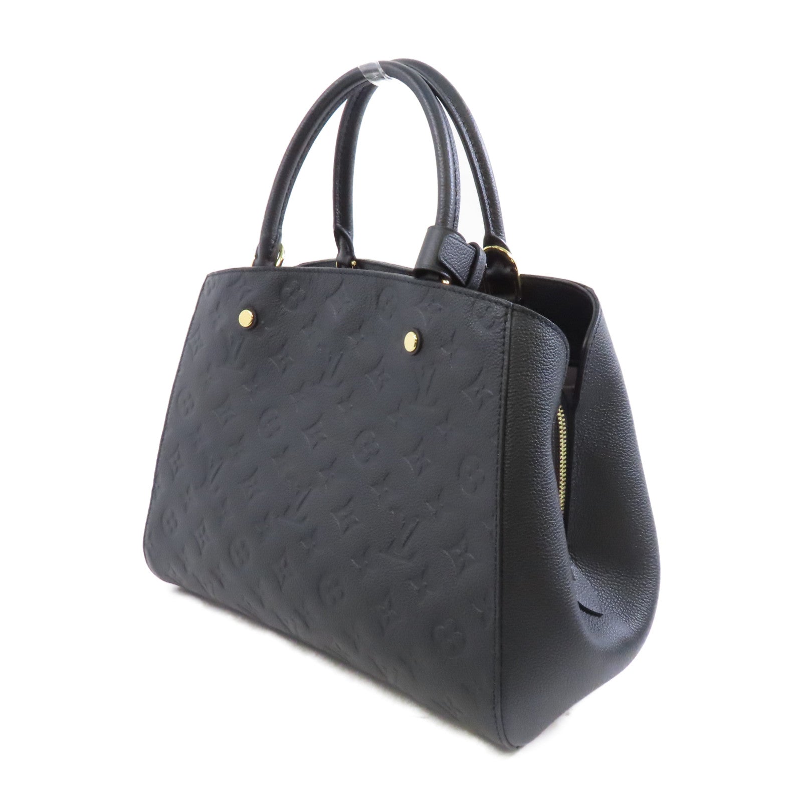 LOUIS VUITTON Monogram Empreinte Montaigne MM金扣手挽肩背兩用袋黑色