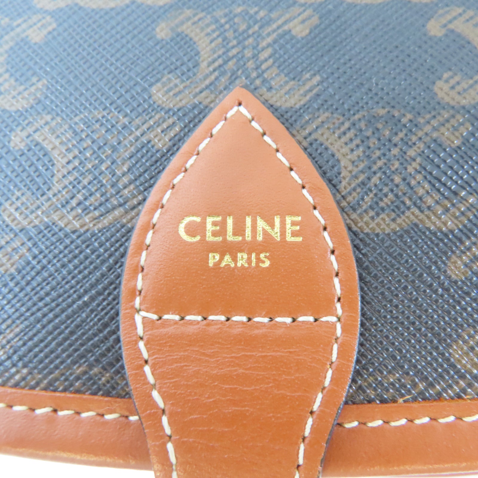CELINE GHW Shoulder Bag Crossbody Coated Canvas Black Brown