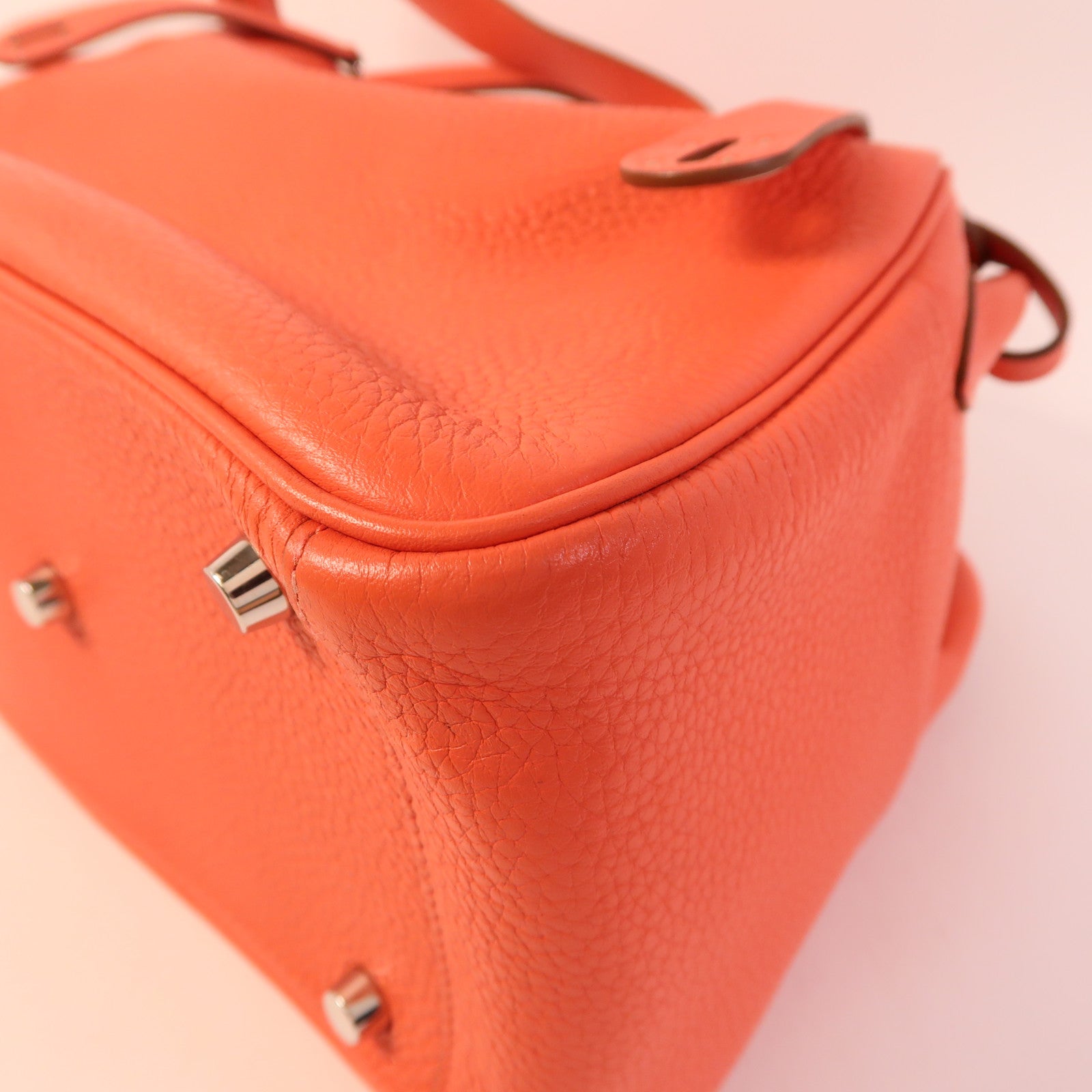 HERMES Clemence皮革Lindy 26銀扣手挽肩背兩用袋Rose Jaipur