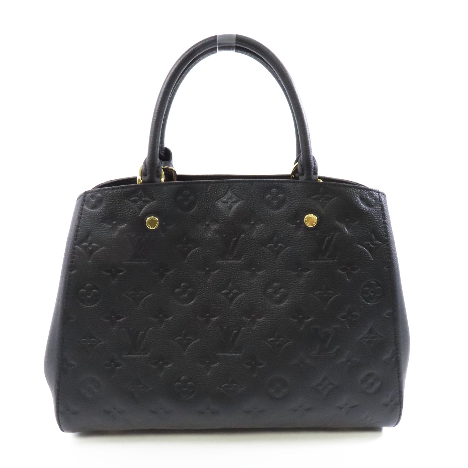LOUIS VUITTON Monogram Empreinte Montaigne MM金扣手挽肩背兩用袋黑色