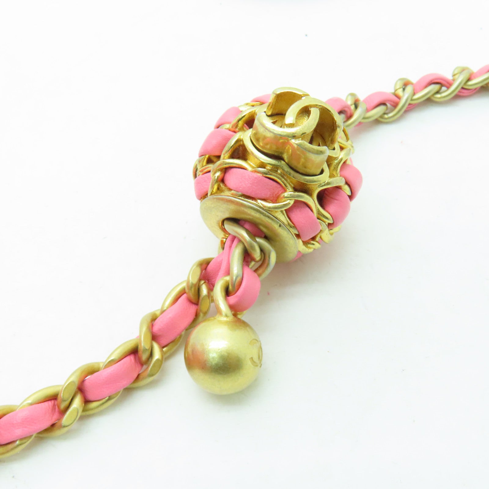 CHANEL 【清倉大減價】菱格羊皮皮格Chain Shoulder金扣鏈帶肩背袋粉紅色