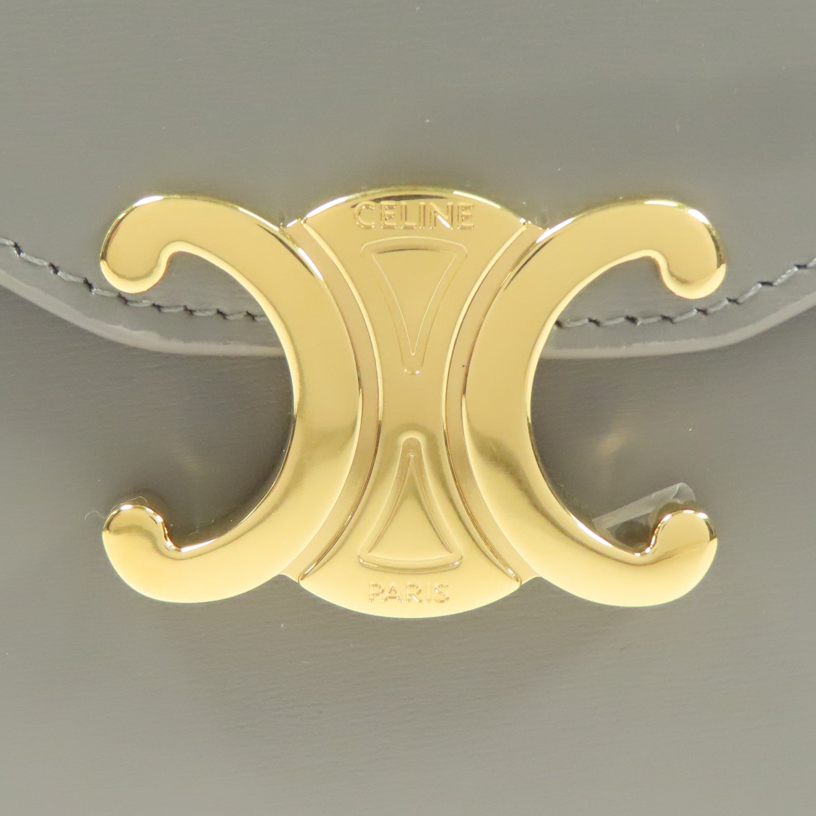 CELINE GHW WOC Margo Chain Shoulder Bag Calfskin Leather Gray