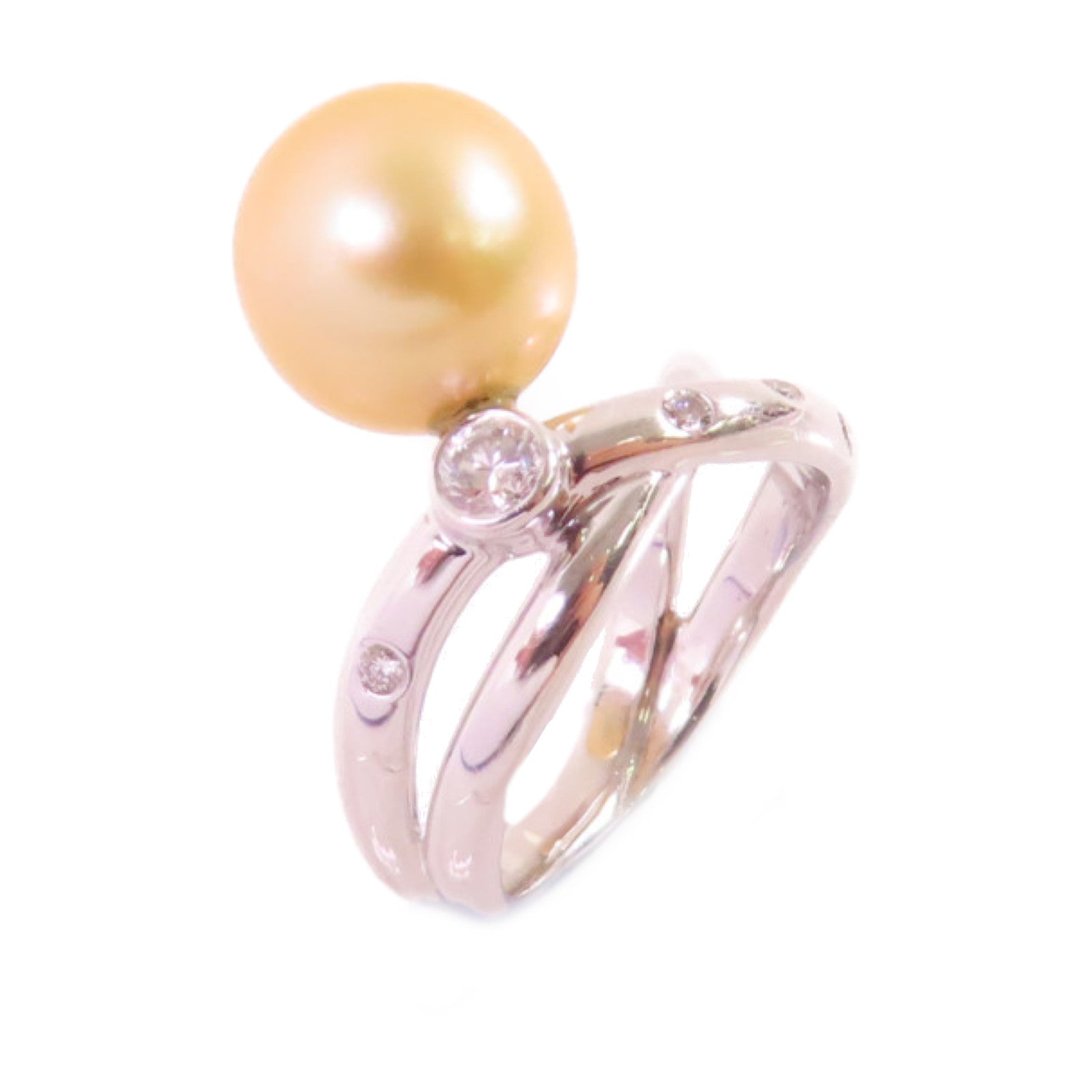 JEWELRY 18K白金/珍珠/0.19ct鑽石Diamond Pearl Ring戒指US#5