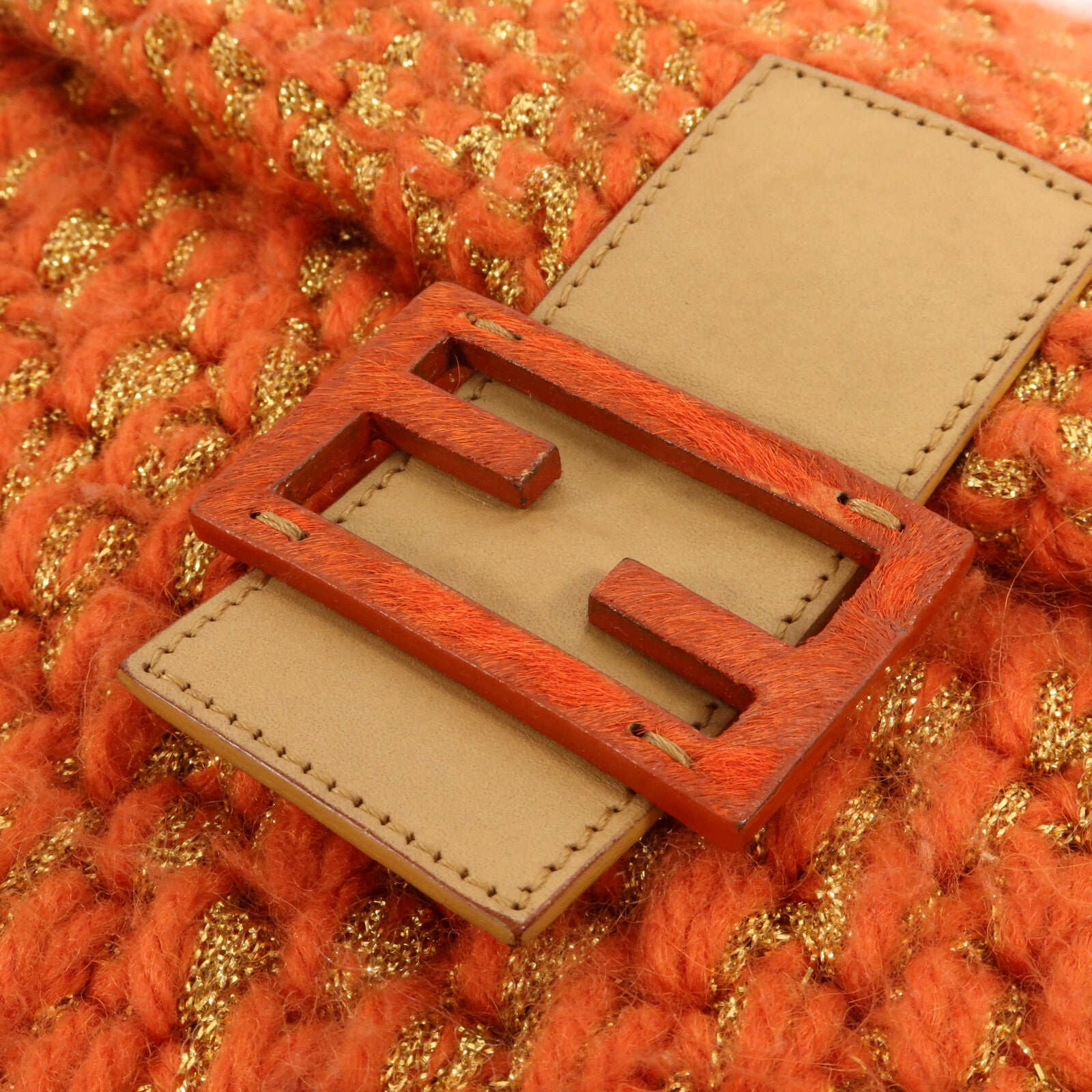 FENDI 羊毛Baguette Knit Bag肩背袋