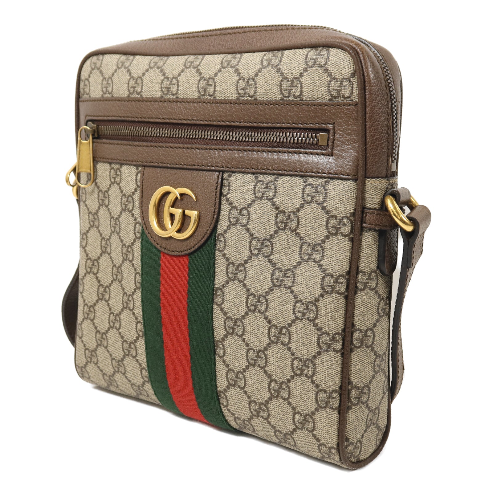 GUCCI 塗層帆布Ophidia GG金扣肩背袋