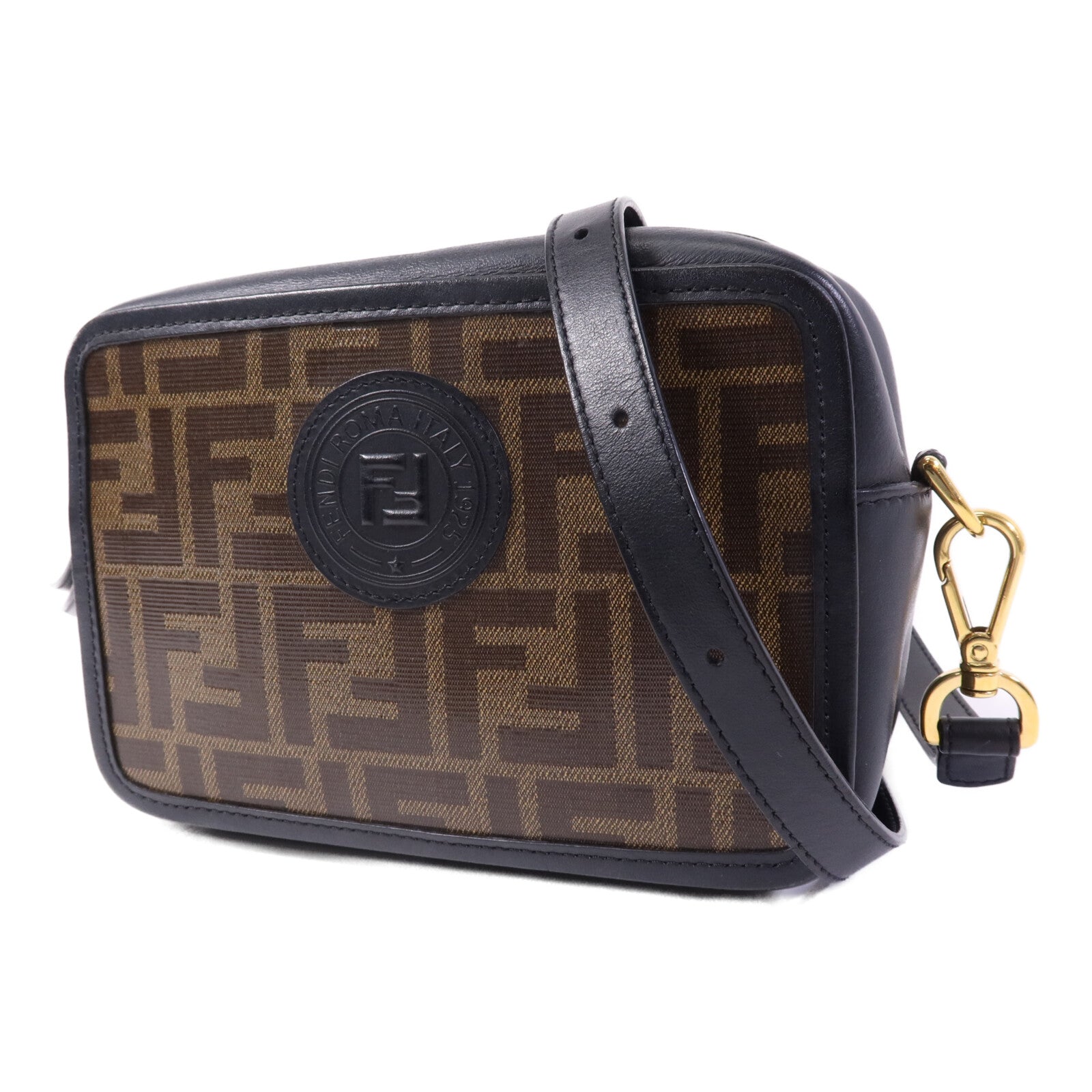 FENDI 塗層帆布Shoulder Bag金扣肩背袋