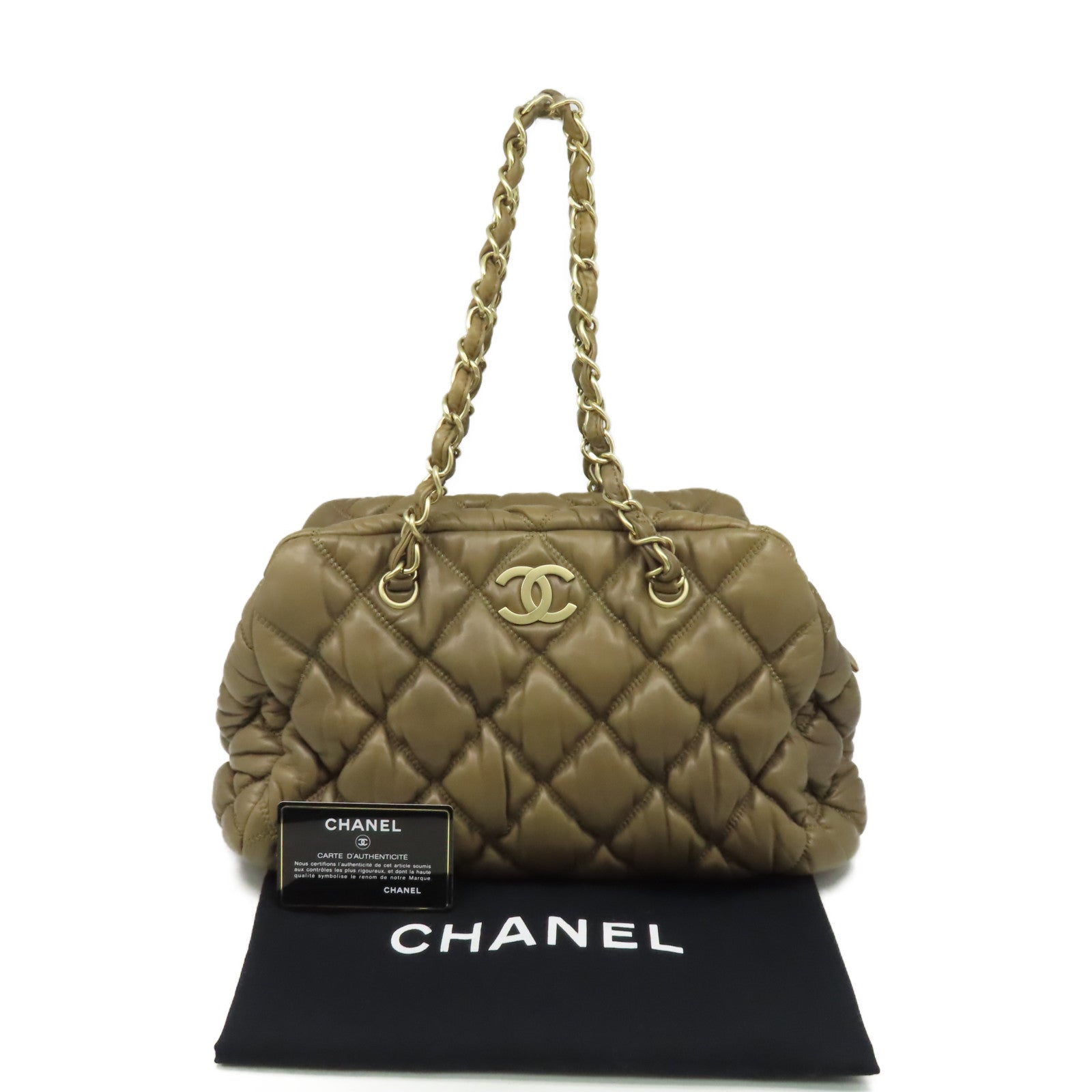 CHANEL 【激減優惠】菱格牛皮皮革Chain Shoulder Bag金扣鏈帶肩背袋啡色