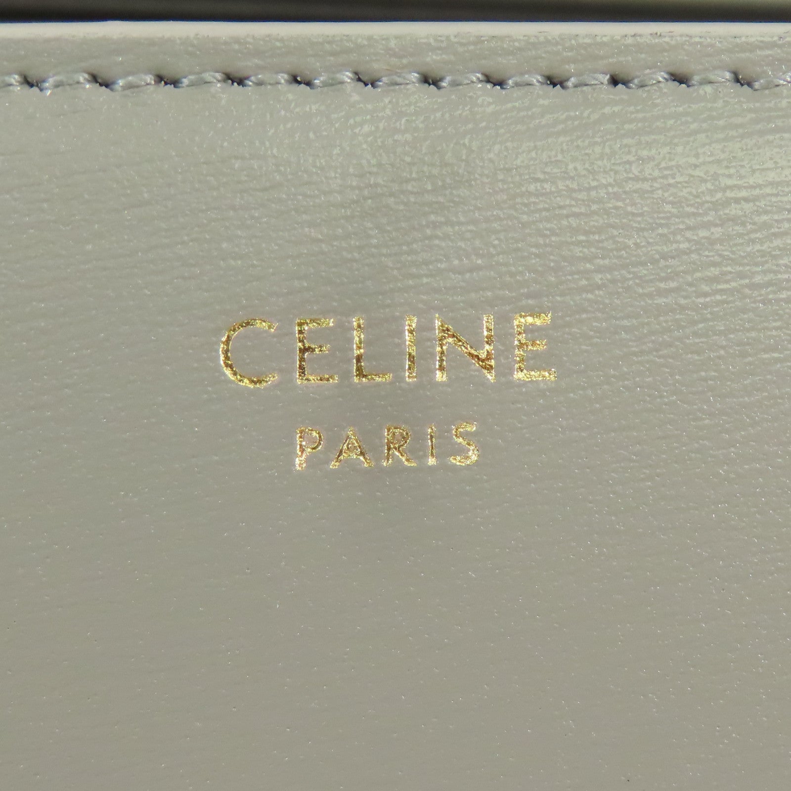 CELINE GHW WOC Margo Chain Shoulder Bag Calfskin Leather Gray