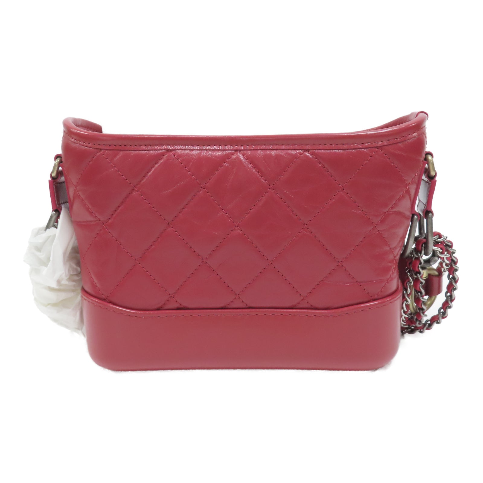 CHANEL (PRICE DOWN) CC Gabrielle Small Chain Shoulder Bag Calfskin Leather A91810 Red