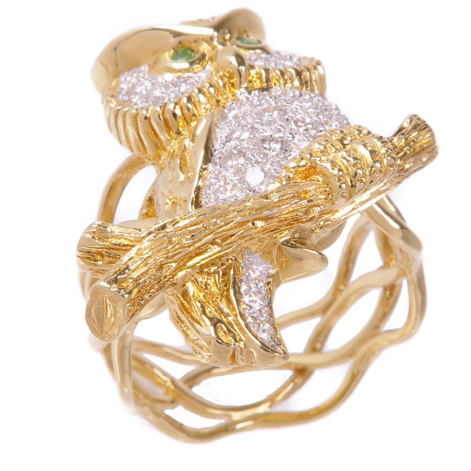 JEWELRY 18K黃金/Emerald Diamond Ring綠寶石/鑽石戒指US#6