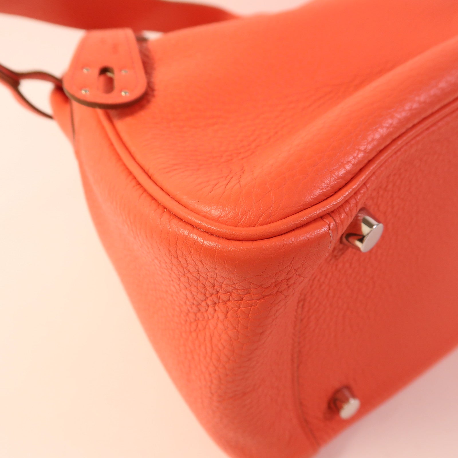 HERMES Clemence皮革Lindy 26銀扣手挽肩背兩用袋Rose Jaipur