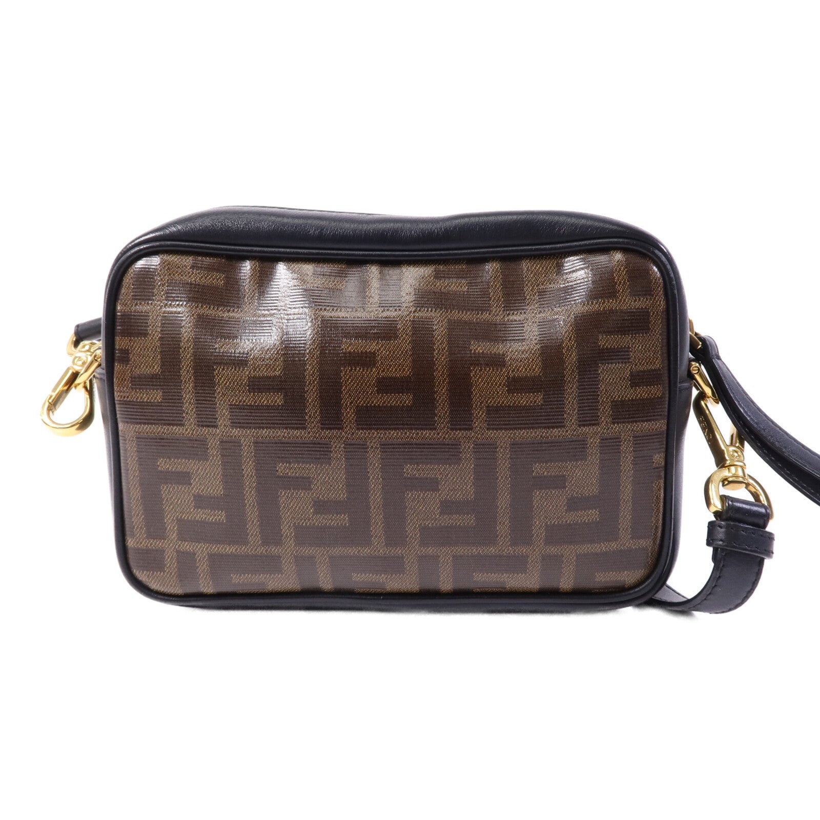 FENDI 塗層帆布Shoulder Bag金扣肩背袋