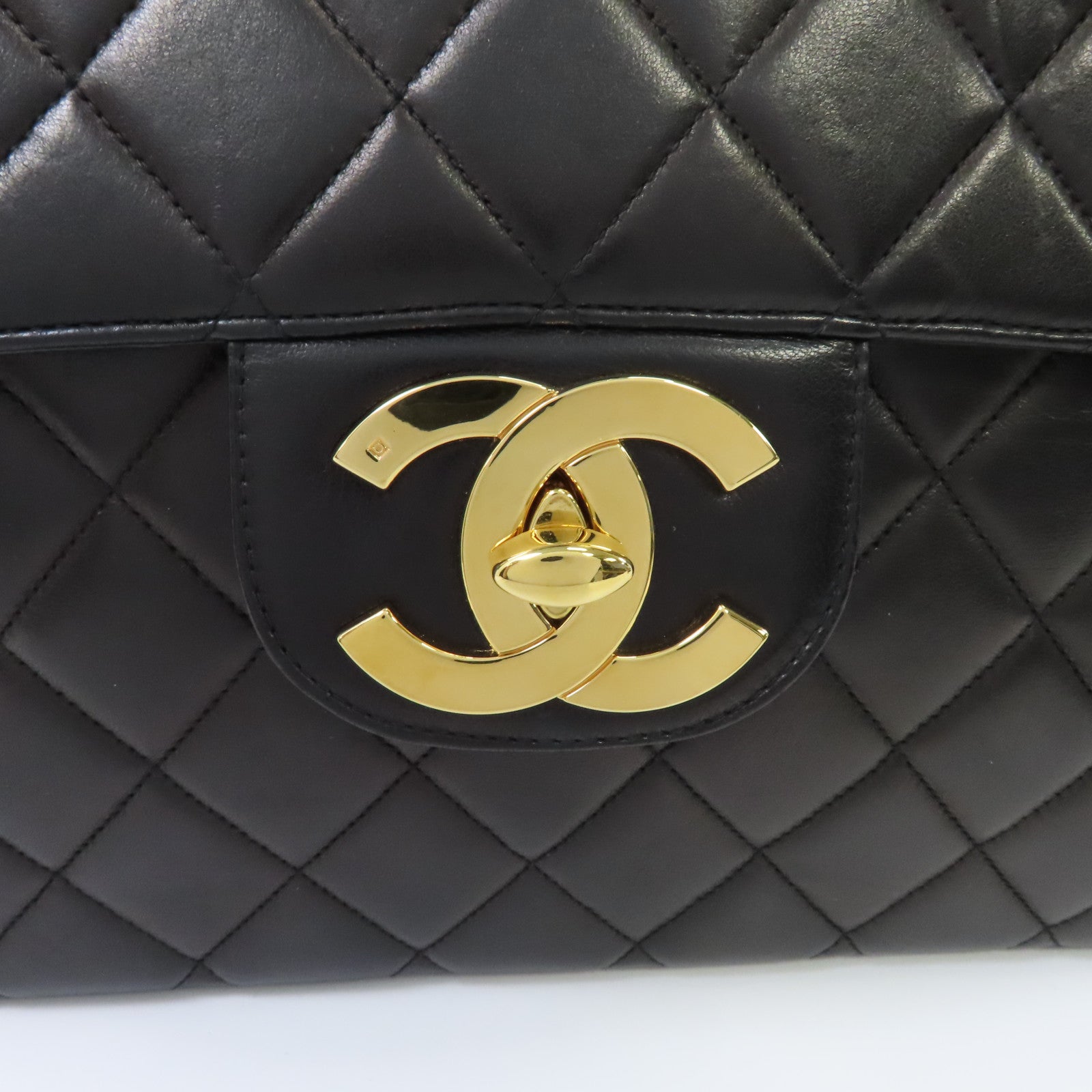 CHANEL 菱格牛皮皮革Chain Shoulder Bag金扣鏈帶肩背袋黑色