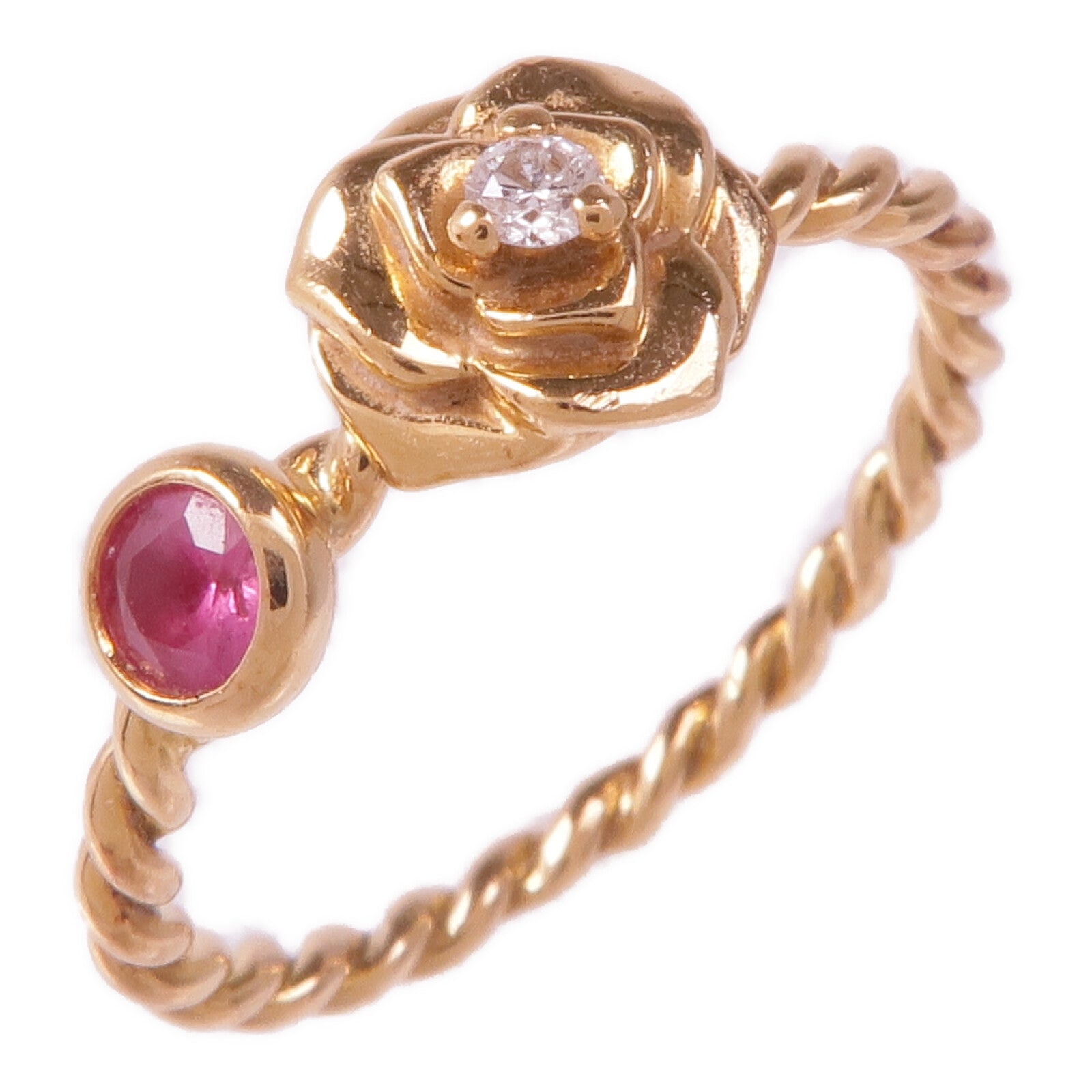 PIAGET 18K玫瑰金Diamond Pink Sapphire Ring鑽石/粉紅色藍寶石戒指US#4.75
