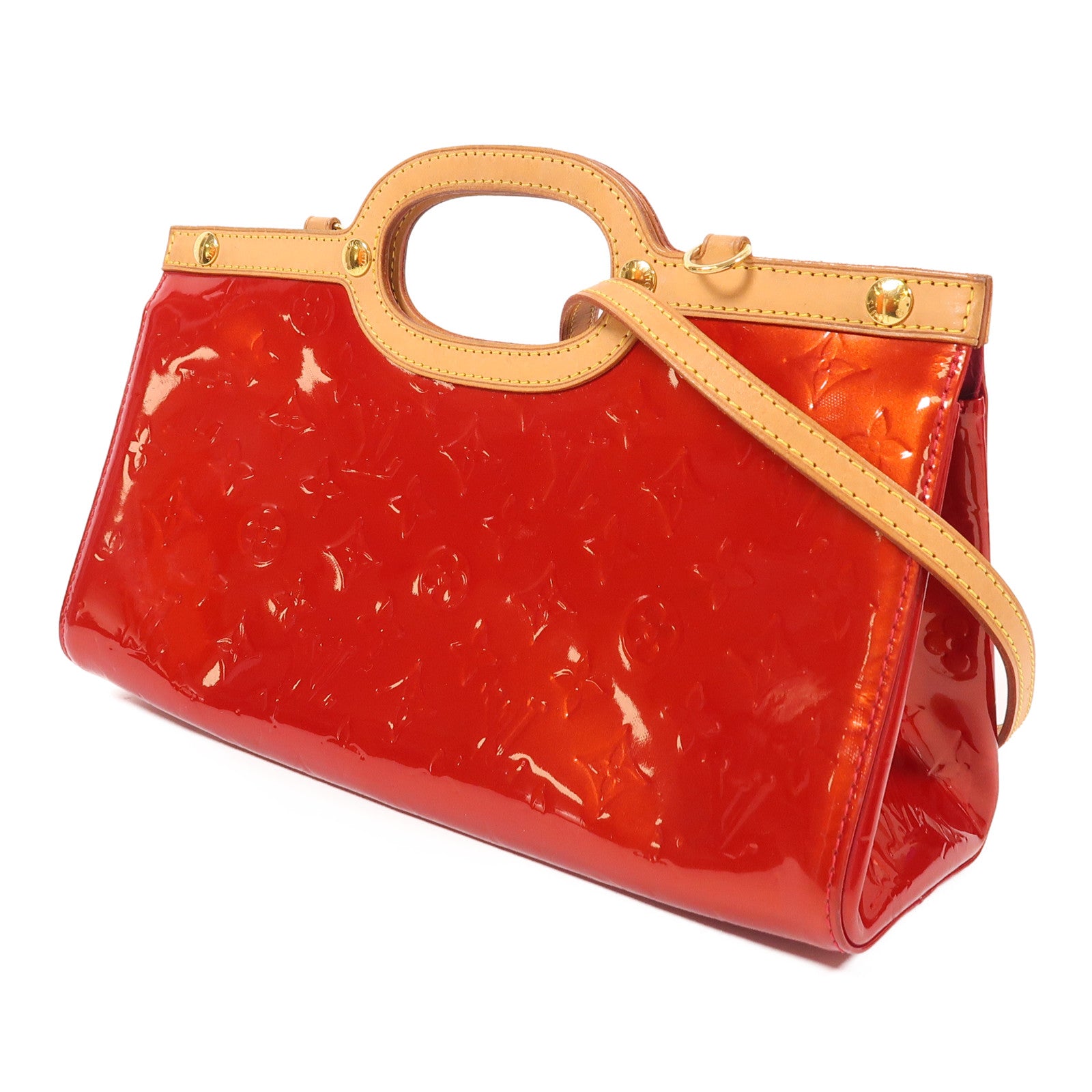 LOUIS VUITTON Monogram Vernis Roxbury Drive金扣手挽肩背兩用袋紅色