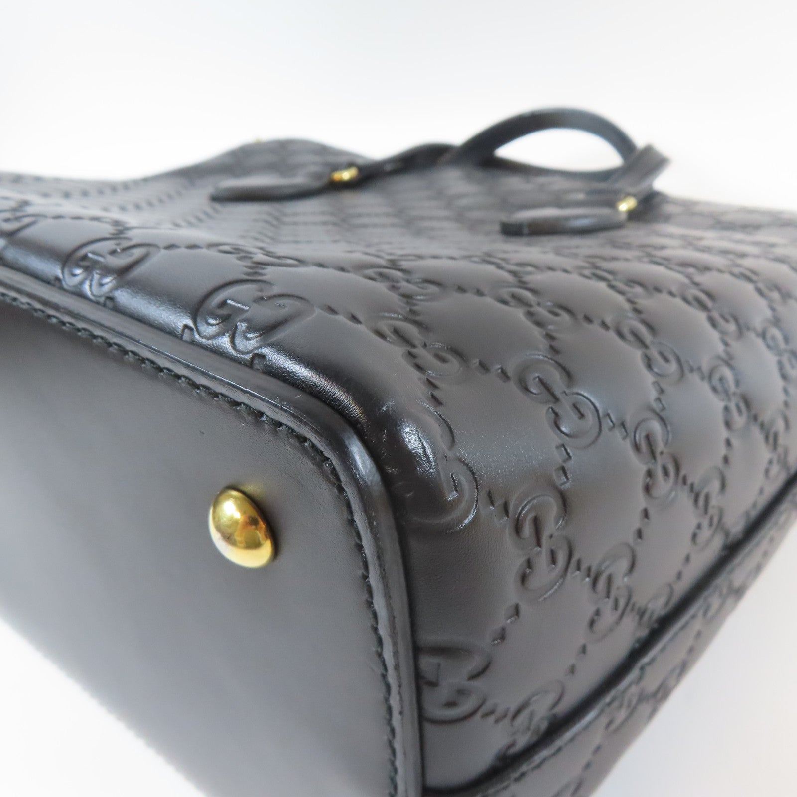GUCCI 牛皮皮革2 Way Shoulder金扣手挽肩背兩用袋黑色