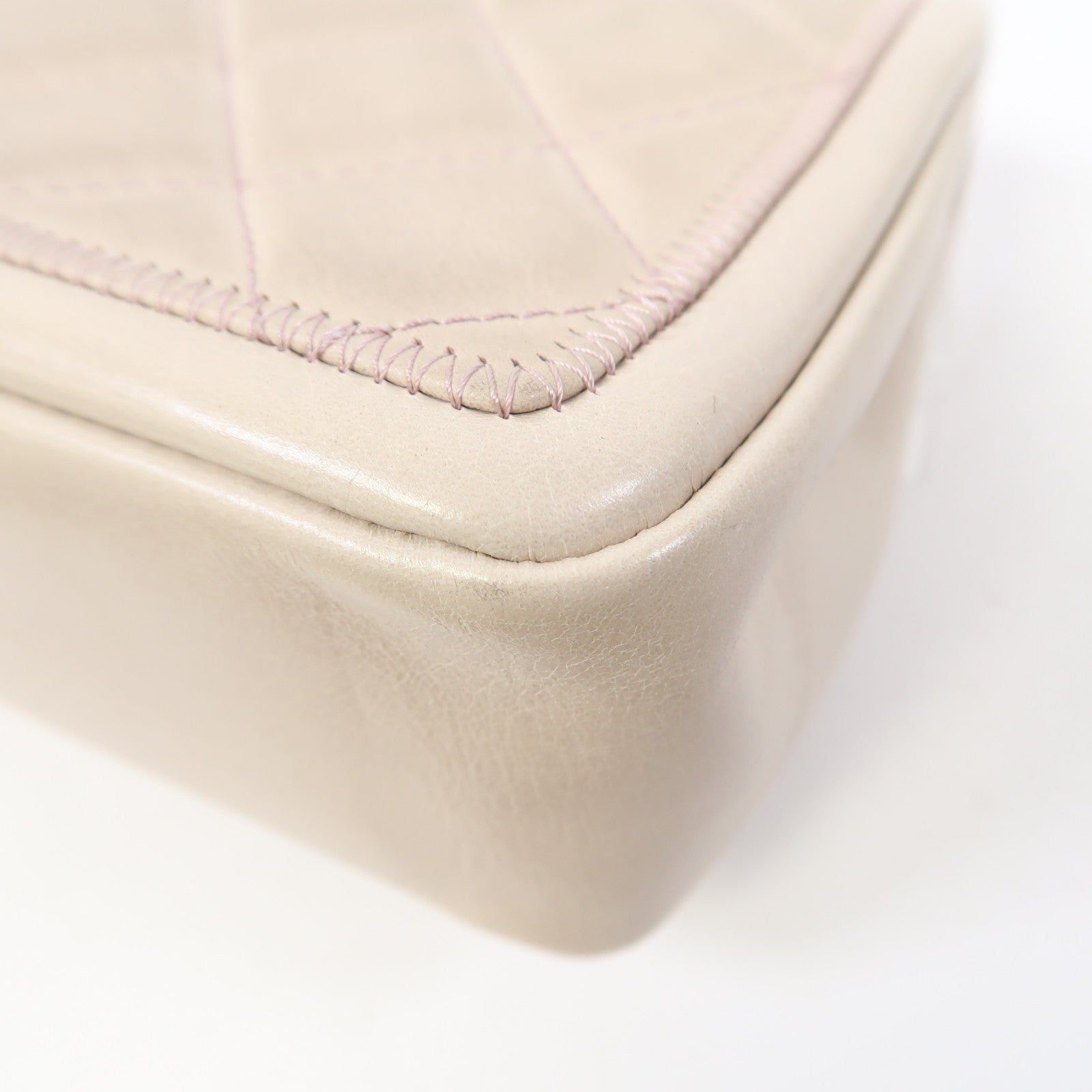CHANEL 【激減優惠】菱格牛皮皮革Shoulder Bag銀扣肩背袋粉紅色/灰色