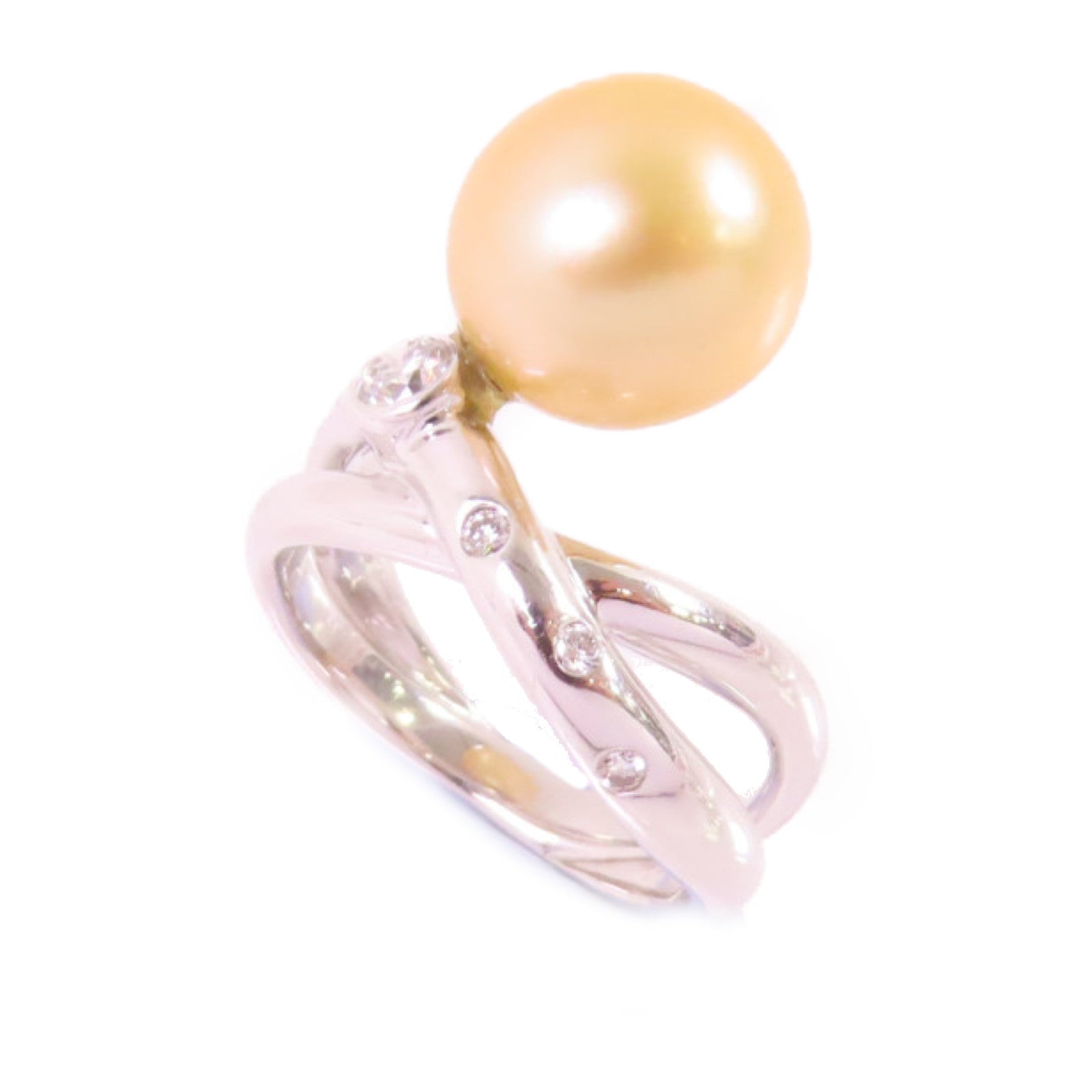 JEWELRY 18K白金/珍珠/0.19ct鑽石Diamond Pearl Ring戒指US#5