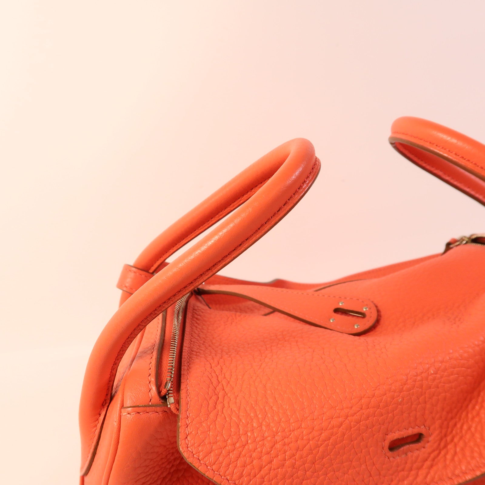 HERMES Clemence皮革Lindy 26銀扣手挽肩背兩用袋Rose Jaipur