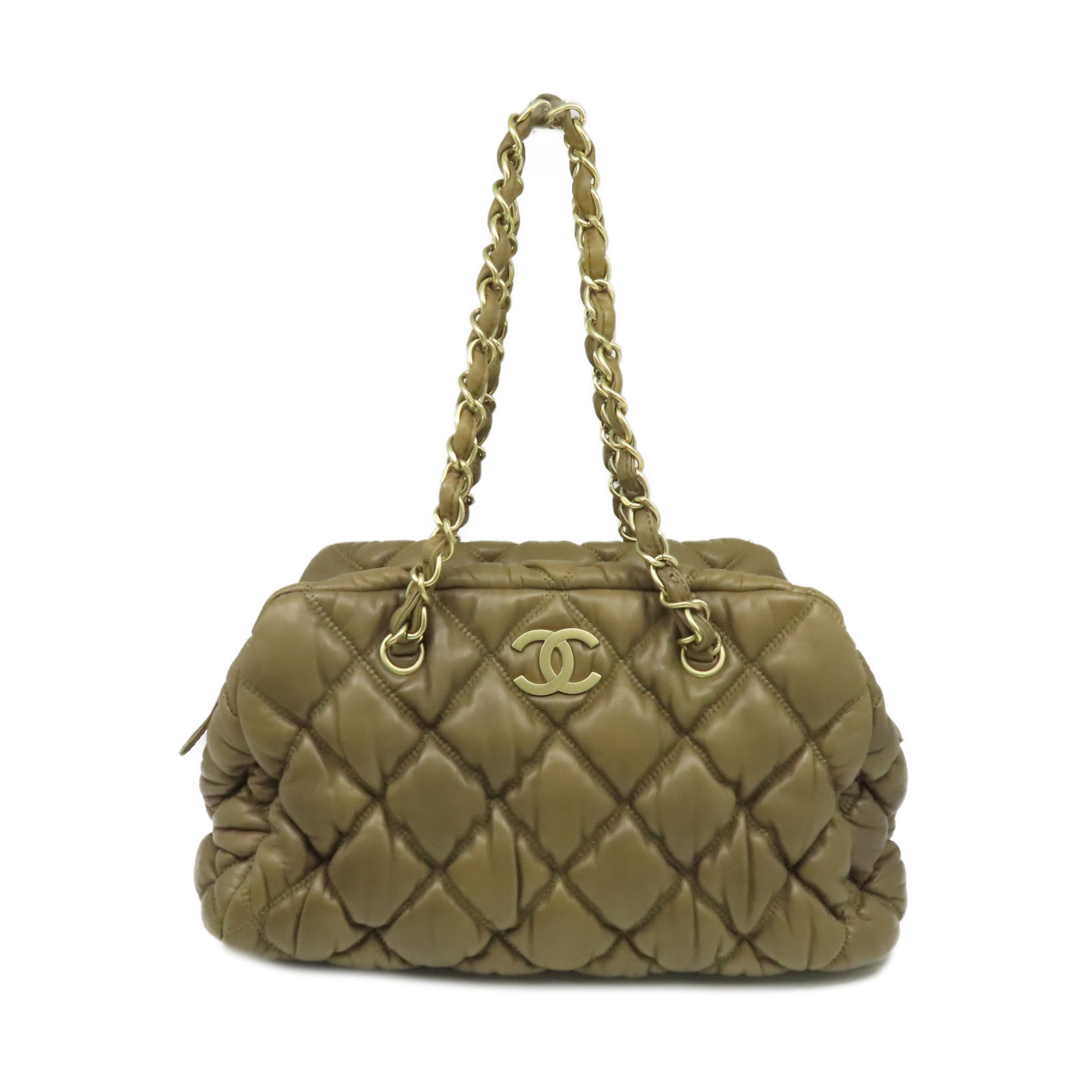 CHANEL 【激減優惠】菱格牛皮皮革Chain Shoulder Bag金扣鏈帶肩背袋啡色