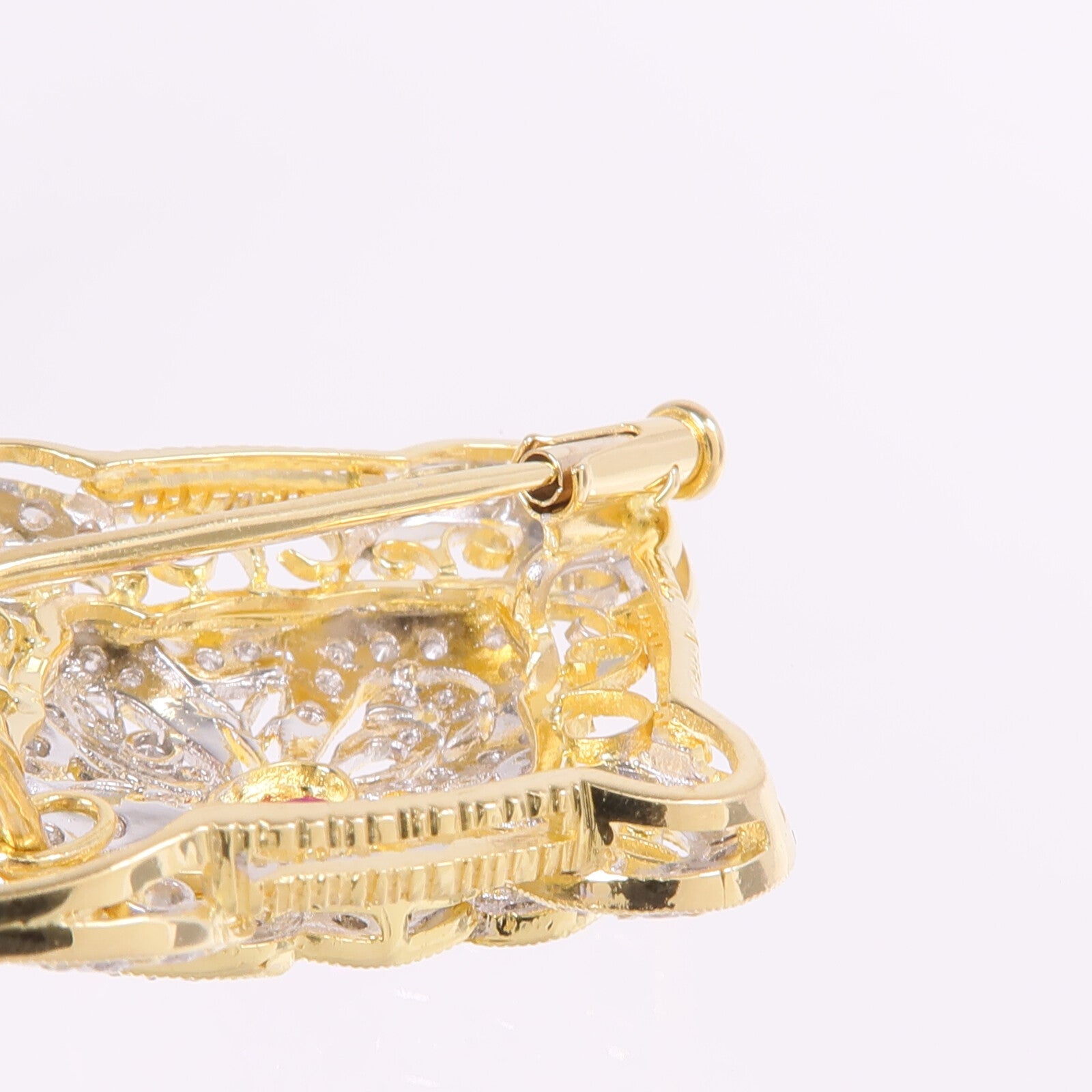 JEWELRY 【激減優惠】18K黃金/白金Ruby Diamond Brooch紅寶石/鑽石胸針