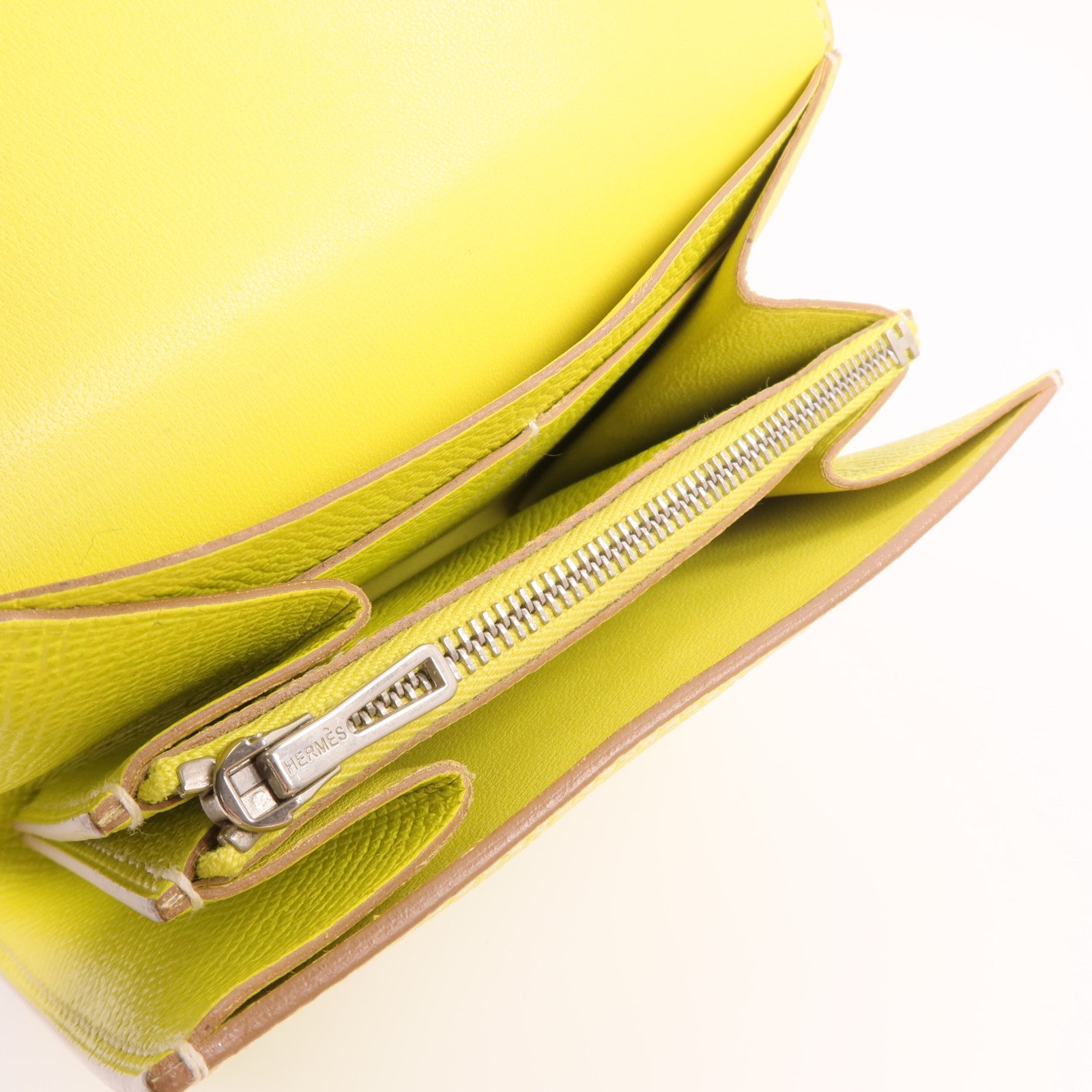 HERMES Epsom皮革Constance Slim Wallet錢包Lime