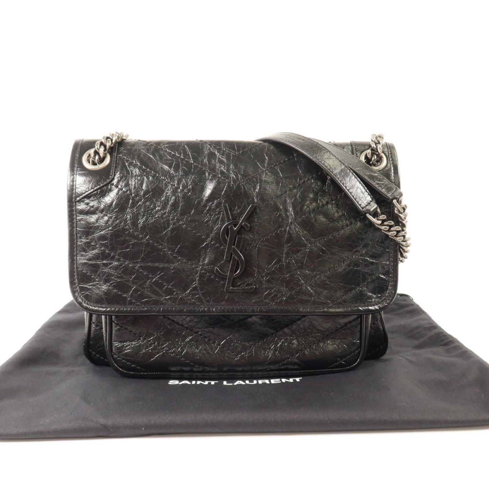 SAINT LAURENT 牛皮皮革Niki Medium銀扣鏈帶肩背袋