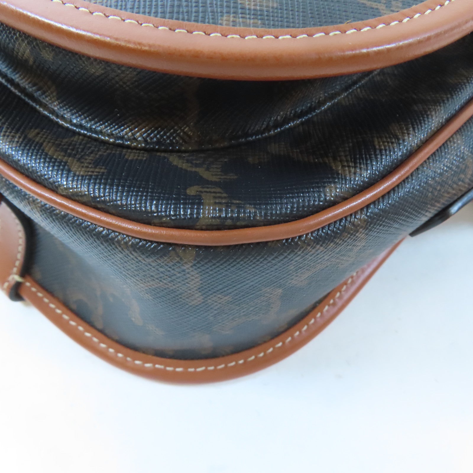 CELINE GHW Shoulder Bag Crossbody Coated Canvas Black Brown