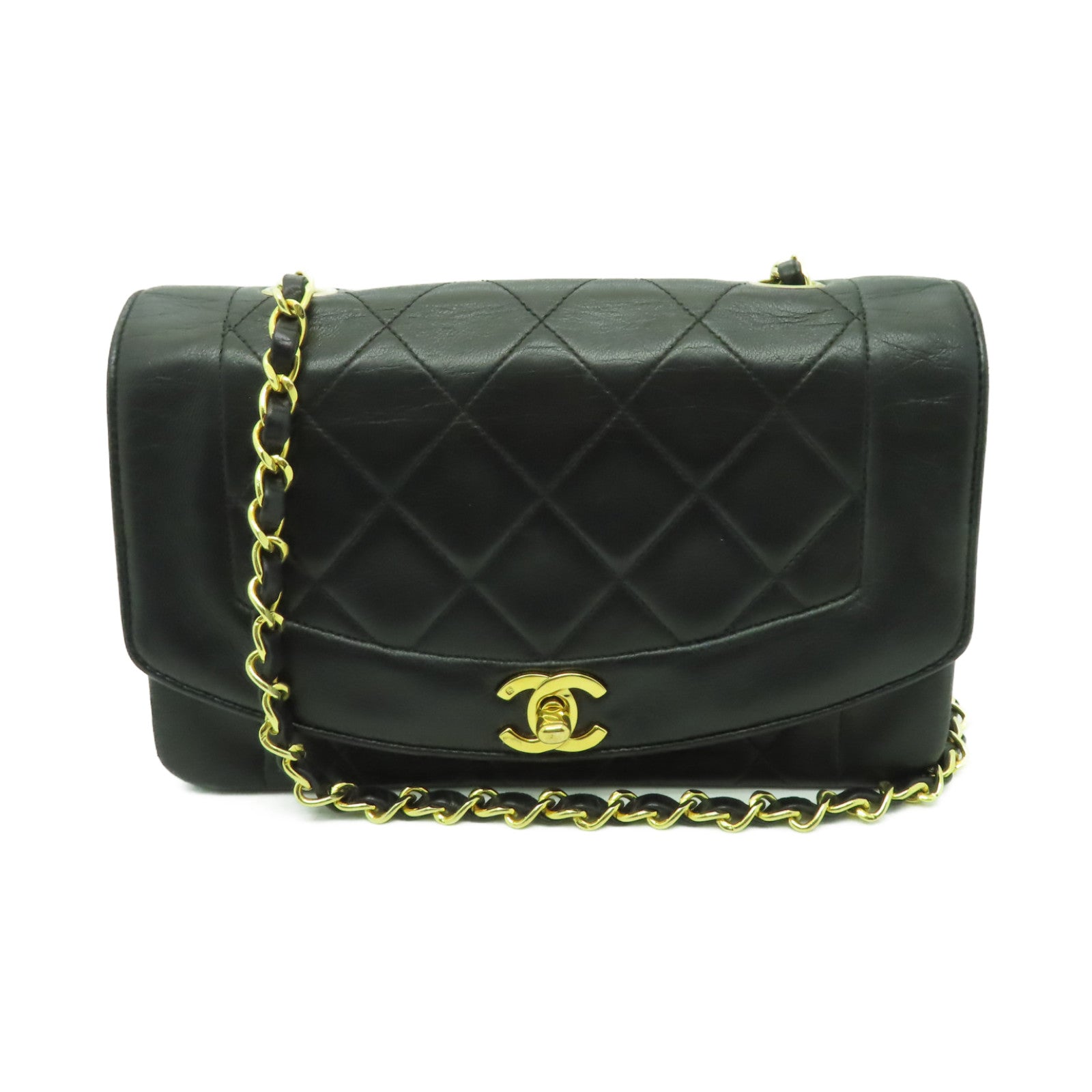 CHANEL **【清倉大減價】菱格羊皮皮革Chain Shoulder Bag金扣鏈帶肩背袋黒色