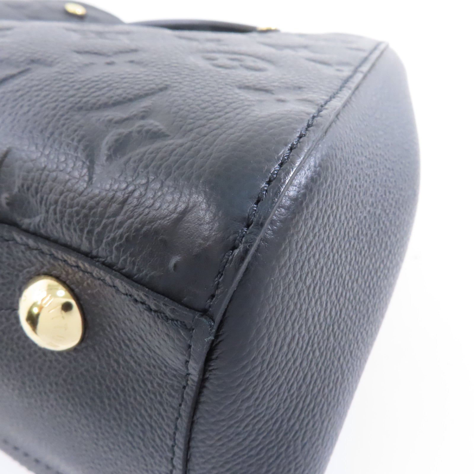 LOUIS VUITTON Monogram Empreinte Montaigne MM金扣手挽肩背兩用袋黑色