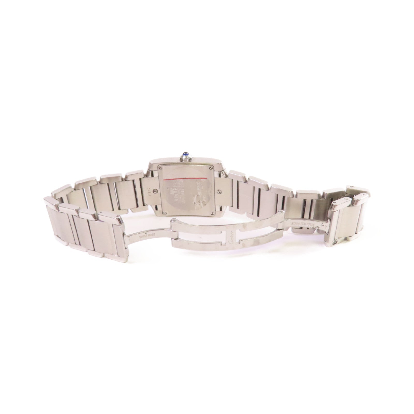 CARTIER Tank Francaise MM Watch不鏽鋼石英機芯手錶白色/銀色
