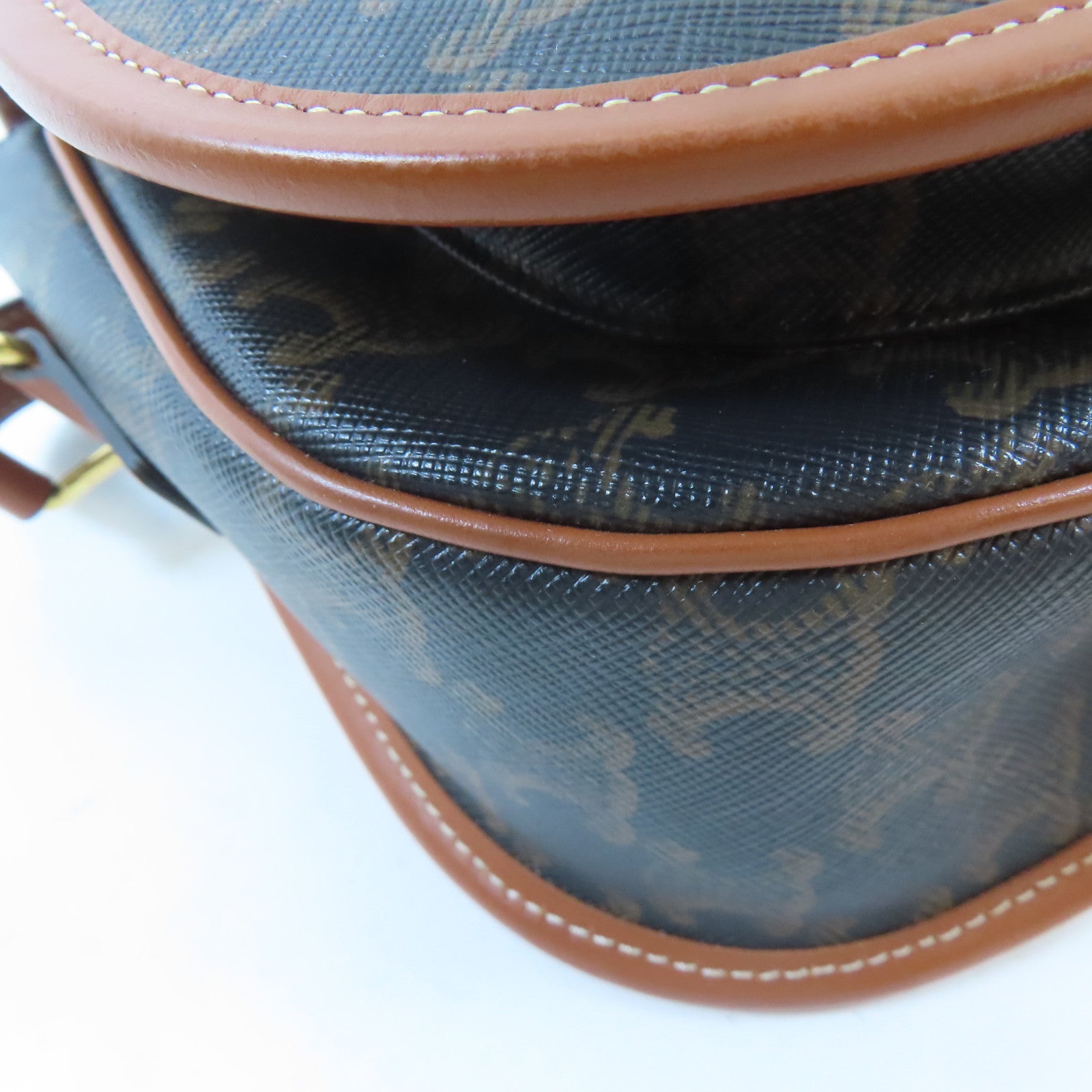 CELINE GHW Shoulder Bag Crossbody Coated Canvas Black Brown