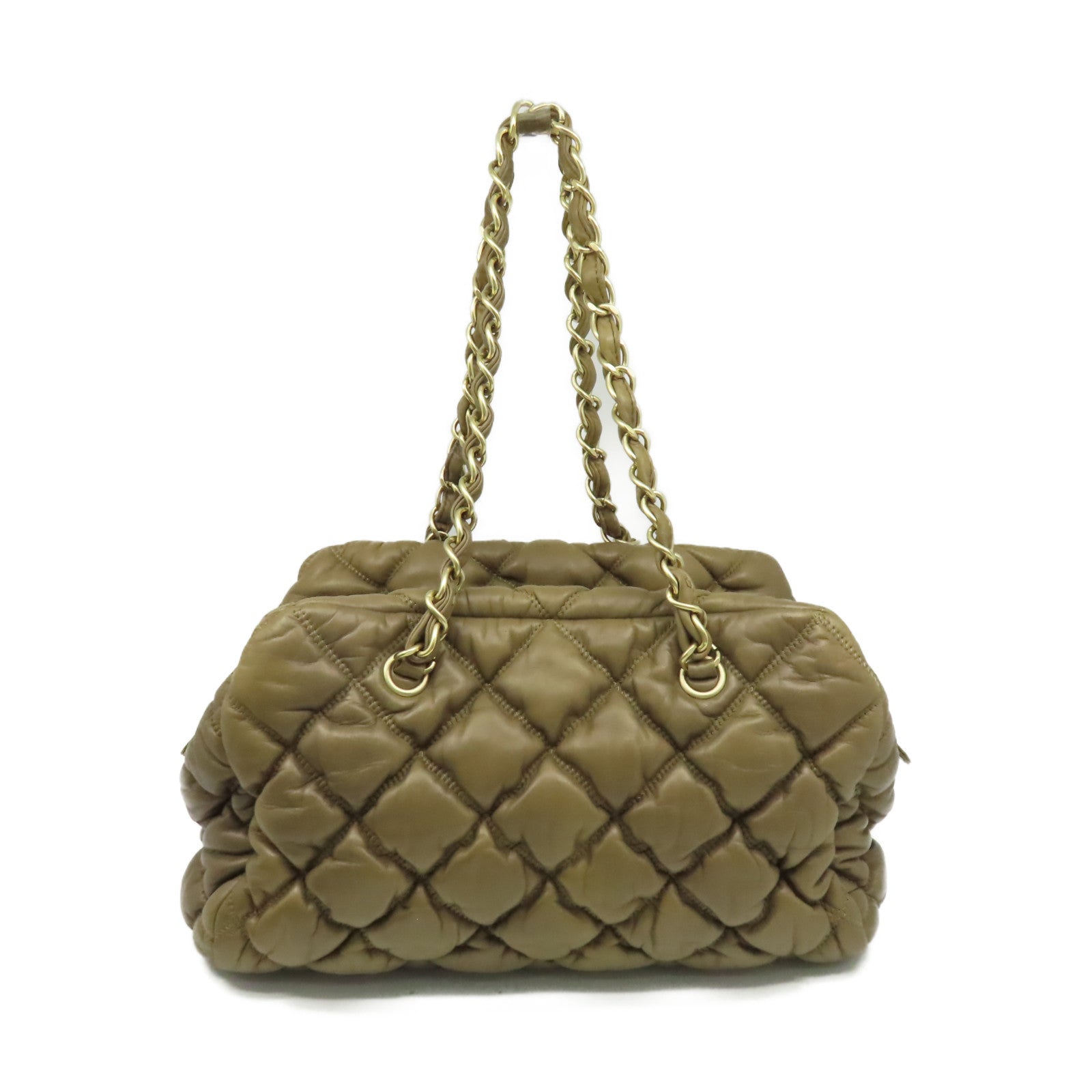 CHANEL 【激減優惠】菱格牛皮皮革Chain Shoulder Bag金扣鏈帶肩背袋啡色