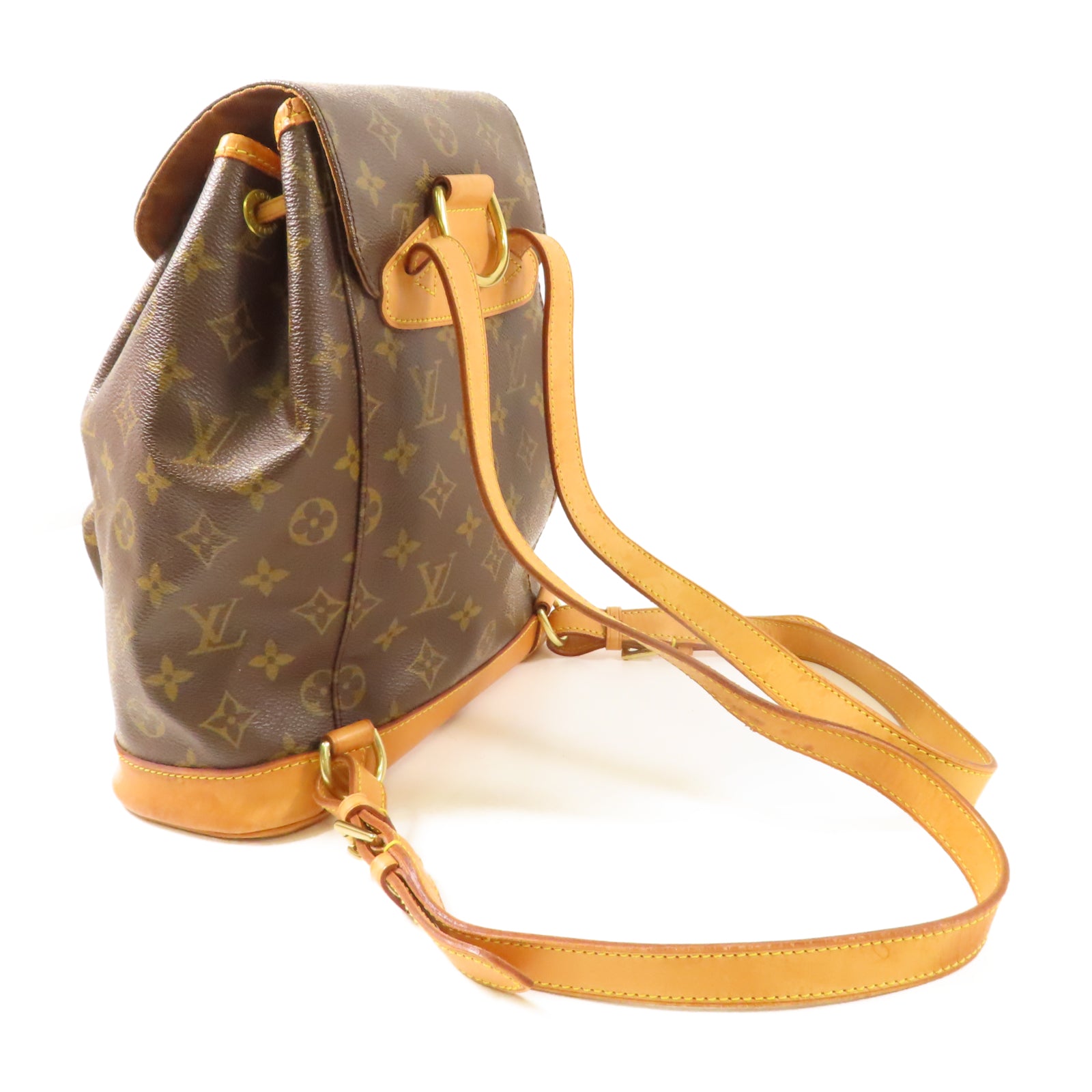 LOUIS VUITTON Monogram Montsouris MM金扣背包啡色
