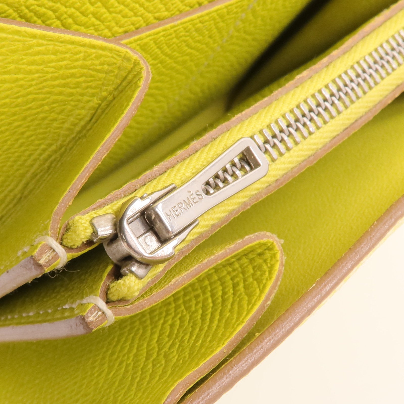 HERMES Epsom皮革Constance Slim Wallet錢包Lime