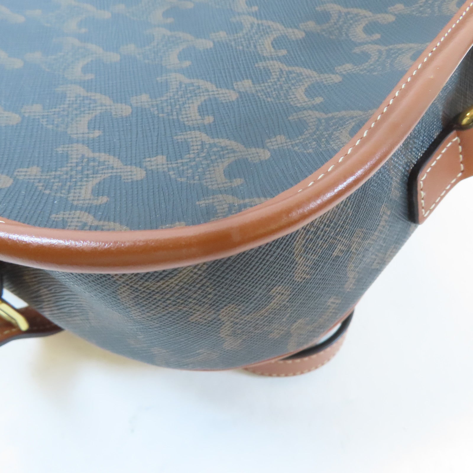 CELINE GHW Shoulder Bag Crossbody Coated Canvas Black Brown