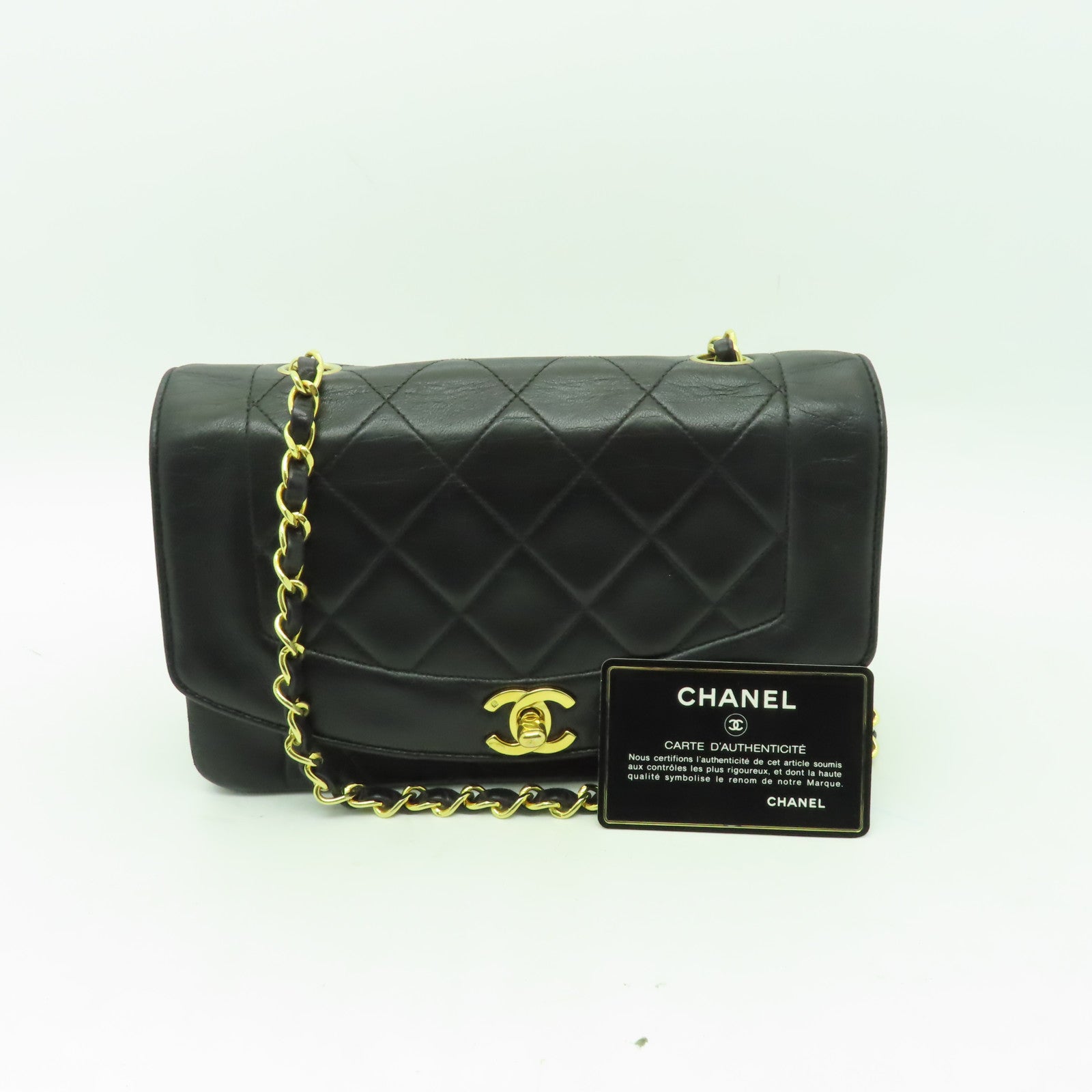 CHANEL **【清倉大減價】菱格羊皮皮革Chain Shoulder Bag金扣鏈帶肩背袋黒色