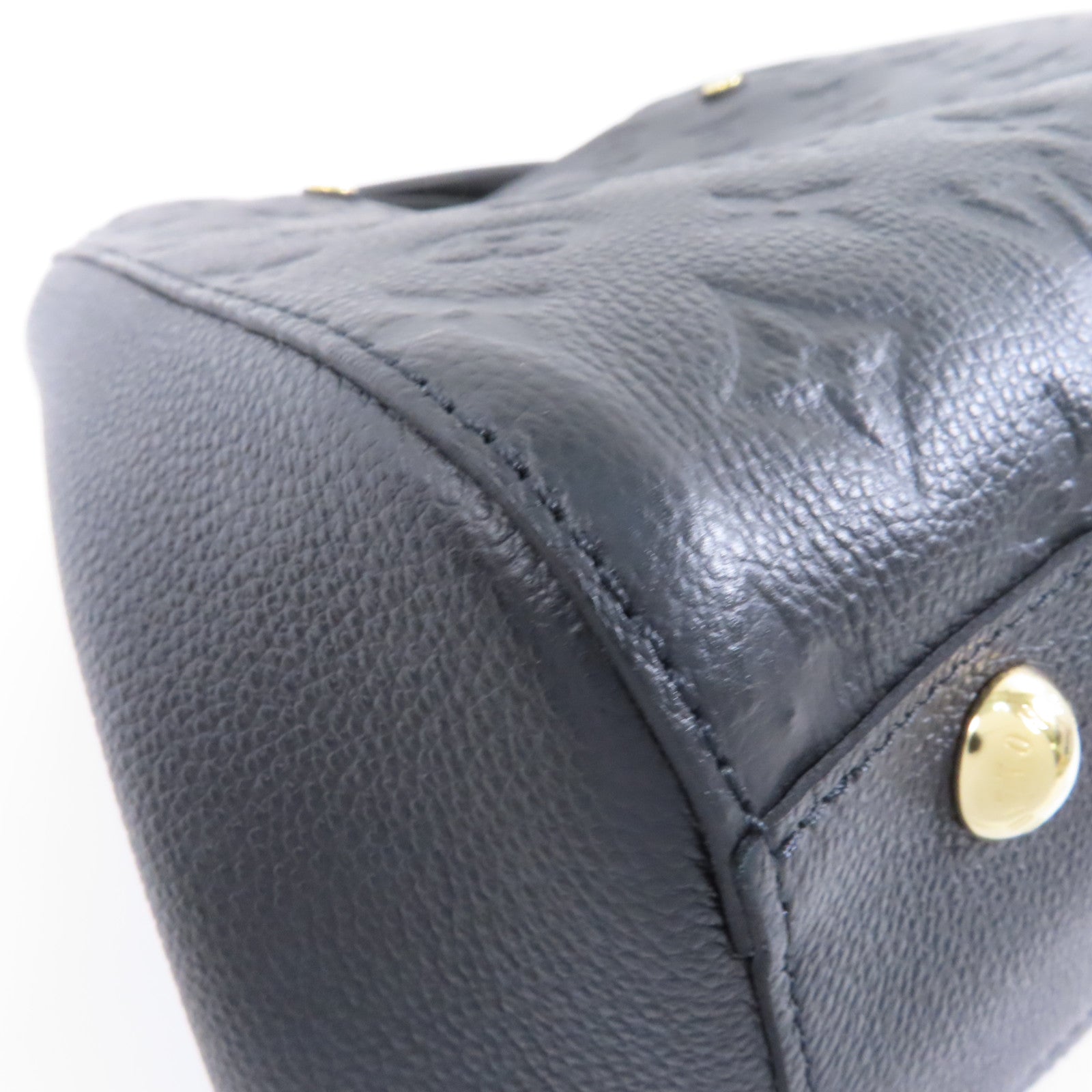 LOUIS VUITTON Monogram Empreinte Montaigne MM金扣手挽肩背兩用袋黑色