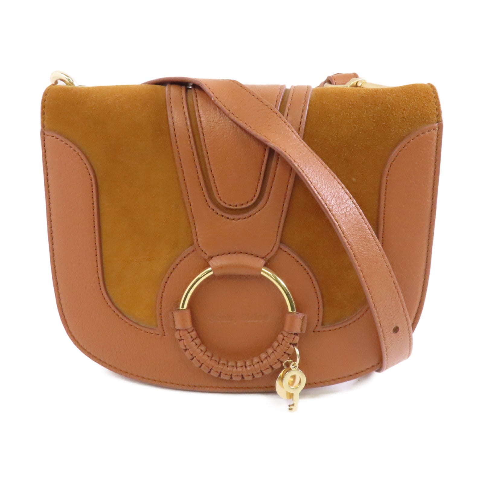 SEE BY CHLOE 牛皮/麂皮皮革Shoulder Bag金扣肩背袋啡色/粉紅色