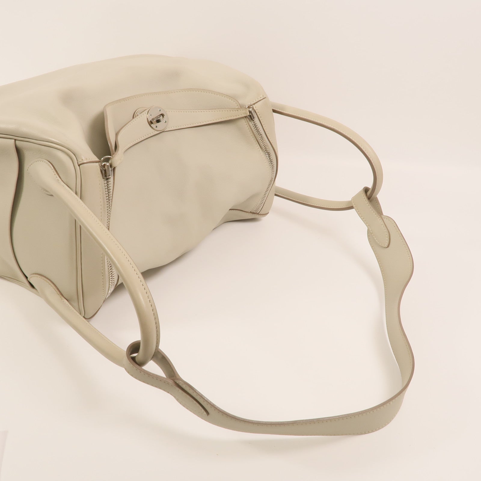 HERMES Swift皮革Lindy 34銀扣手挽肩背兩用袋Gris Perle