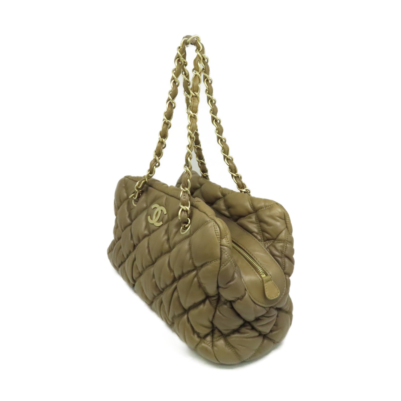 CHANEL 【激減優惠】菱格牛皮皮革Chain Shoulder Bag金扣鏈帶肩背袋啡色