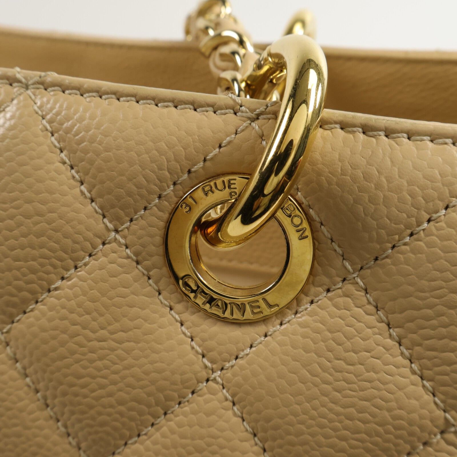 CHANEL 牛皮皮革GST Grand Shopping Tote Bag鏈帶手挽袋