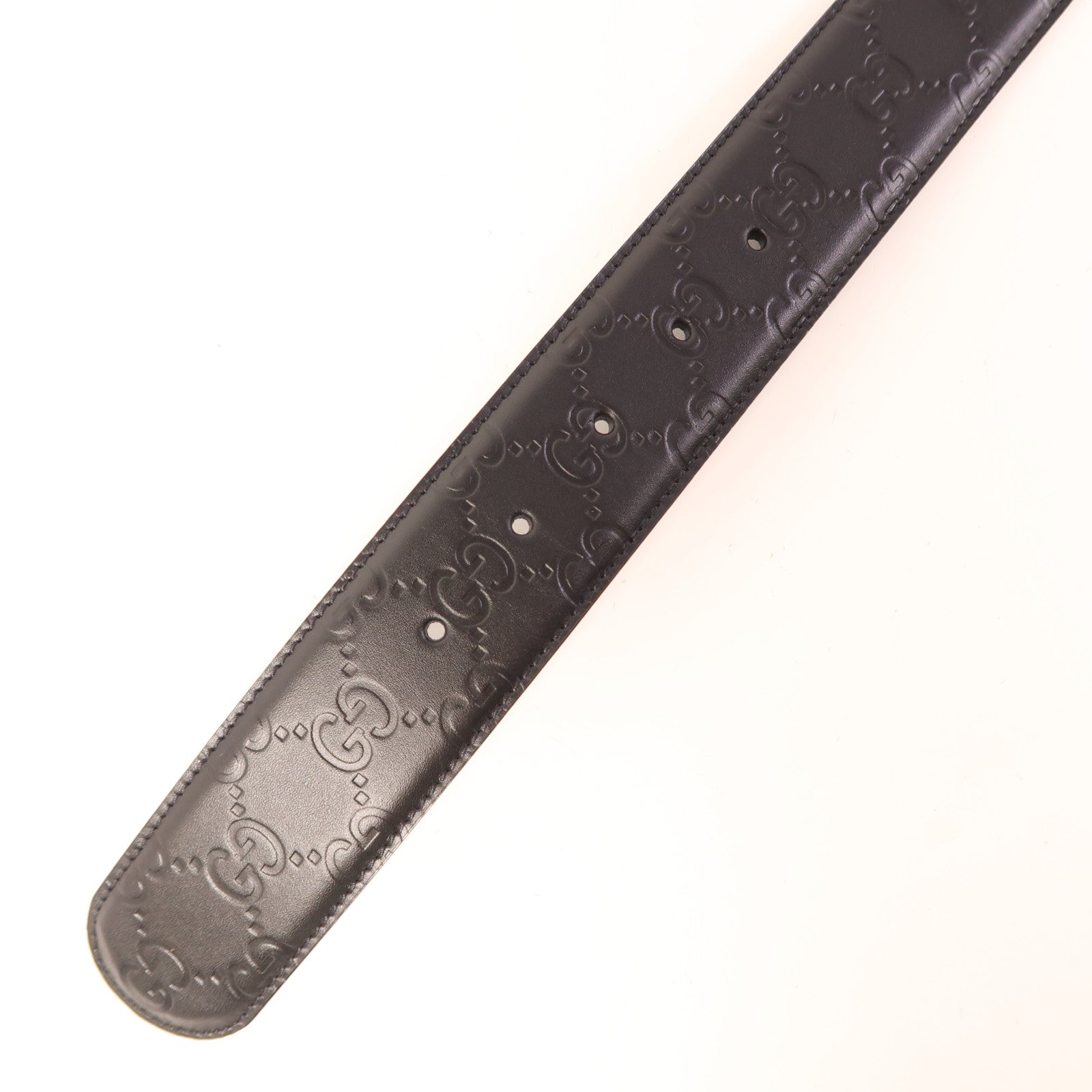 GUCCI 牛皮皮革GG Belt銀扣皮帶