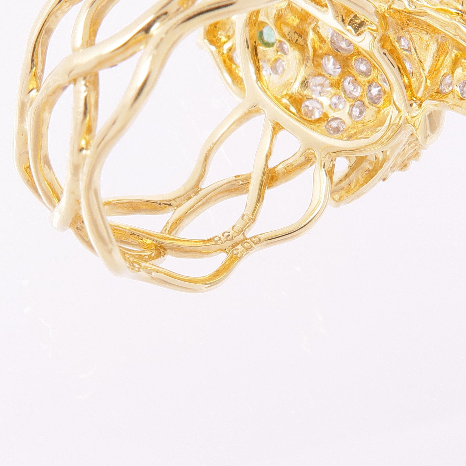 JEWELRY 18K黃金/Emerald Diamond Ring綠寶石/鑽石戒指US#6