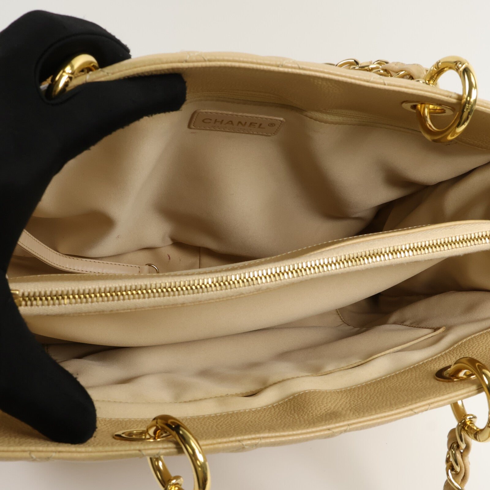 CHANEL 牛皮皮革GST Grand Shopping Tote Bag鏈帶手挽袋