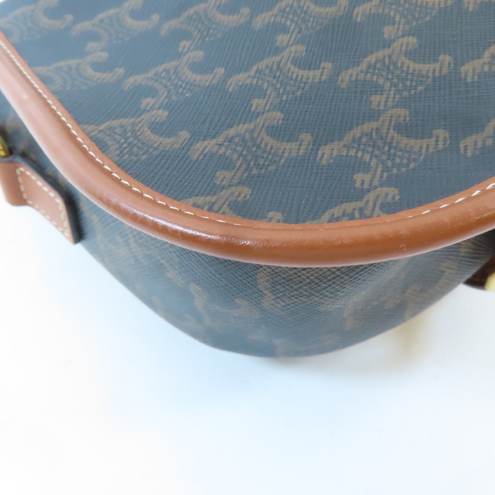 CELINE GHW Shoulder Bag Crossbody Coated Canvas Black Brown