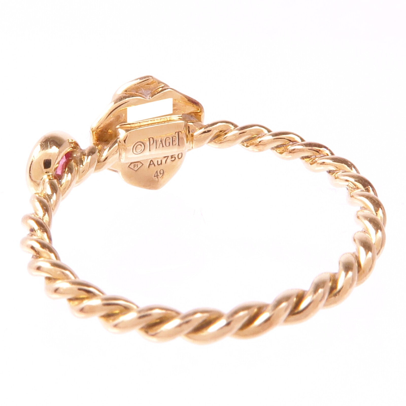 PIAGET 18K玫瑰金Diamond Pink Sapphire Ring鑽石/粉紅色藍寶石戒指US#4.75