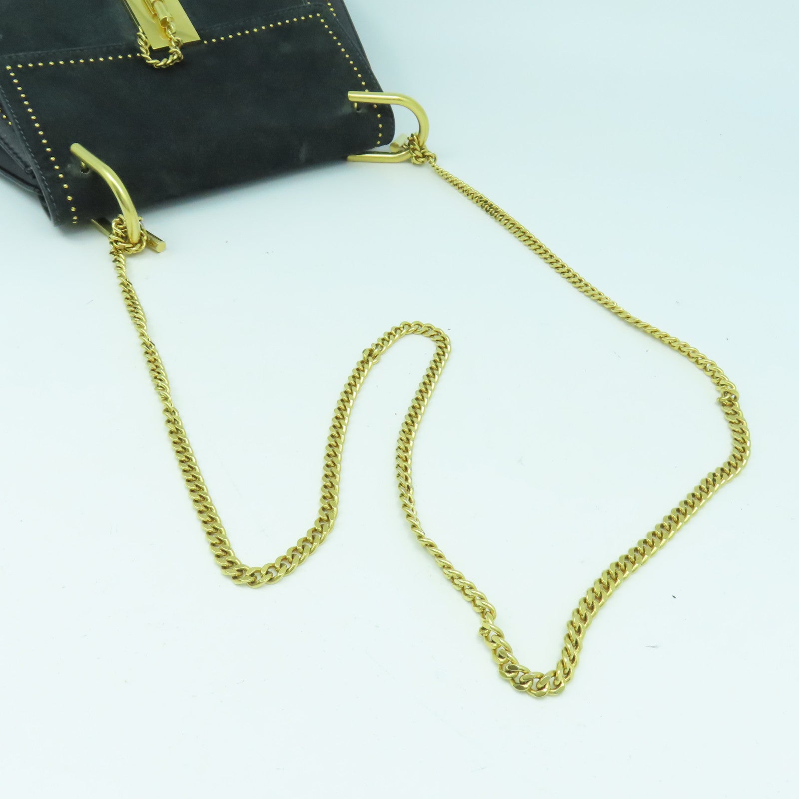 Chloe 【清倉大減價】麂皮皮革Chain Shoulder金扣鏈帶肩背袋黑色